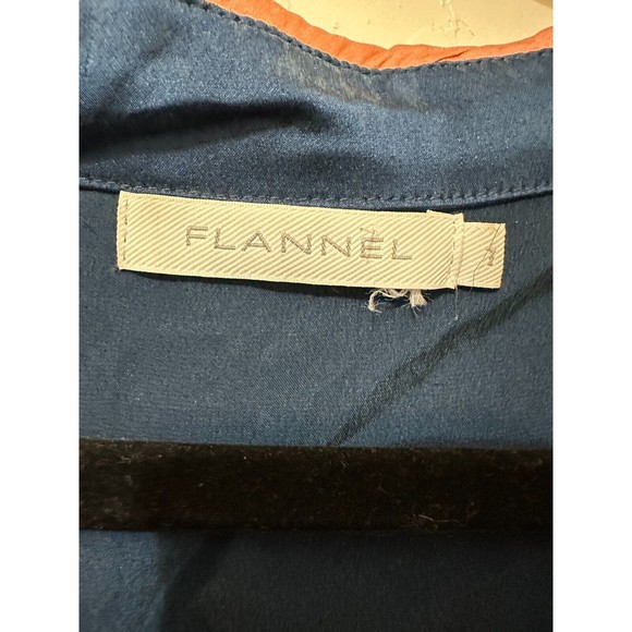 Flannel Womans Silk Tunic Size L 3/4 Sleeve Blue Lagenlook‎ Asian Boho Hippie - Picture 2 of 16